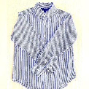 Brooks Brothers-Boys’ size 8, button down, blue &white striped shirt